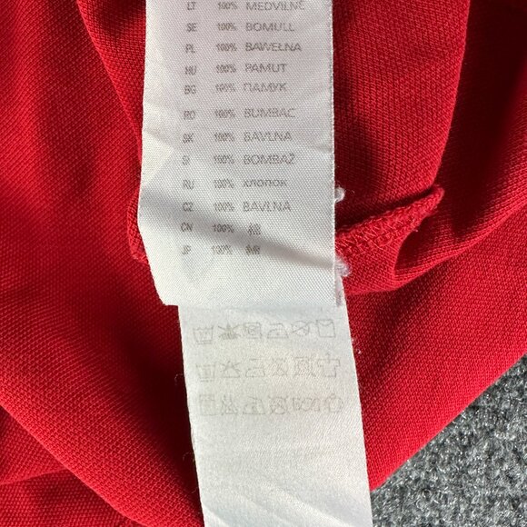 Carhartt Polo Shirt Mens Medium Red Cotton Short Sleeve Split Hem Logo Split Hem - Picture 5 of 9